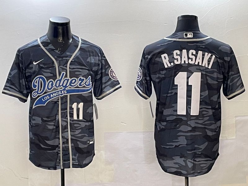 Men Los Angeles Dodgers #11 R.Sasaki Camo Joint Name 2025 Nike MLB Jersey style 4